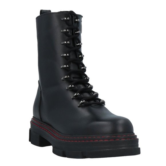 NIB Kurt Geiger London Black Leather Lace or Zip Combat Boots Cool Details! - Picture 8 of 14